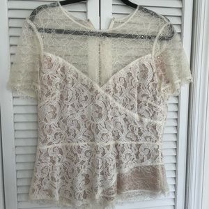 BCBG lace blouse. Never worn with rags till attached. Size large.